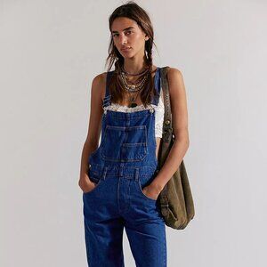 Free People Ziggy Denim Overalls Medium Dark Wash Small